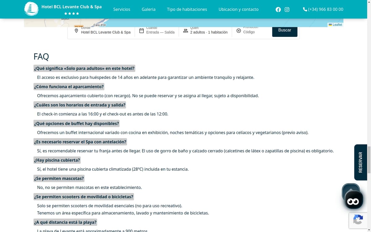 Proyecto Optimización web y desarrollo GEO para Hoteles BCL